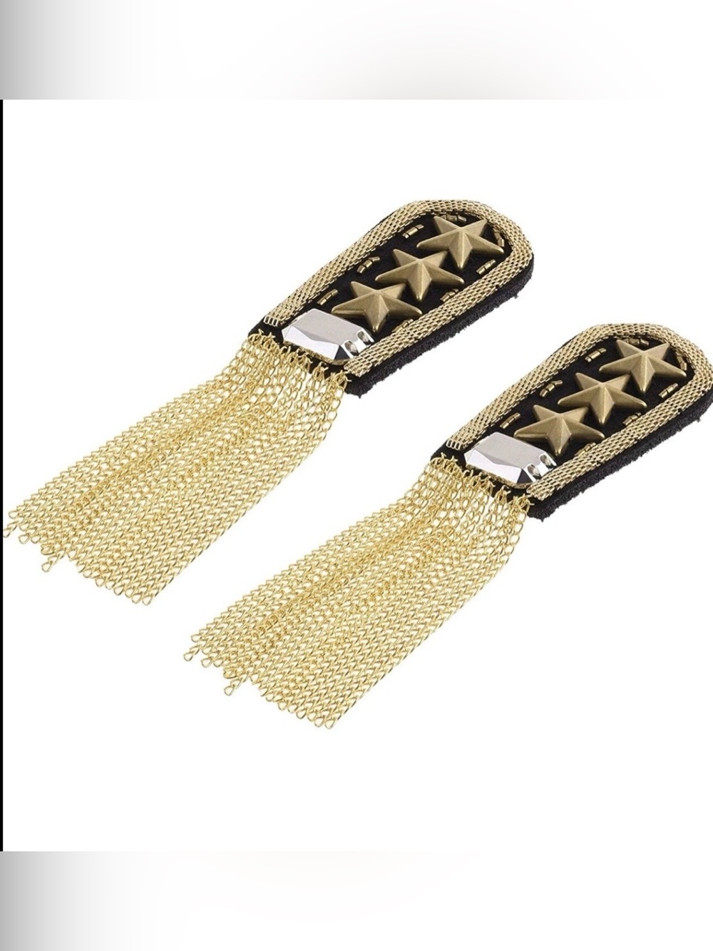 New Star Shoulder Epaulet Rhinestone Punk Rivet Shoulder Tassels Set of 2